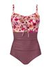 Immagine di PLUS SIZE WINE SWIM SUIT FLORAL BODICE